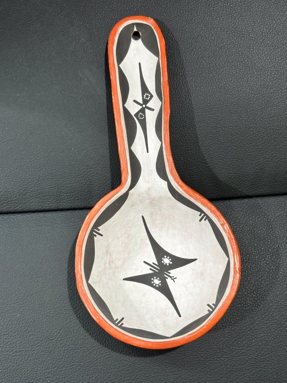 VTG Acoma Pueblo Pottery Dipper Ladle Signed by Flo & Lee Vallo 2004